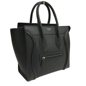Celine Luggage Shopper Handbag zipper open zippered Black leather